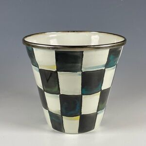 Mackenzie Childs 4” planter pot courtly check DAMAGED